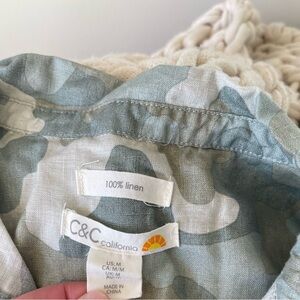 C&C California Blue and White 100% Linen Dress